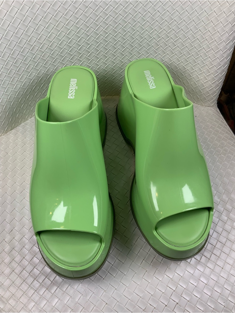 Melissa Glossy Light Green Slip-On Platform Clogs - Picture 10 of 10